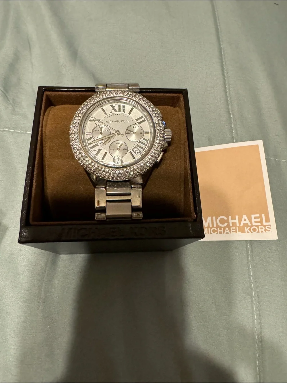 Michael Kors Silver Crystal-Accented Wrist Bracelet In Box